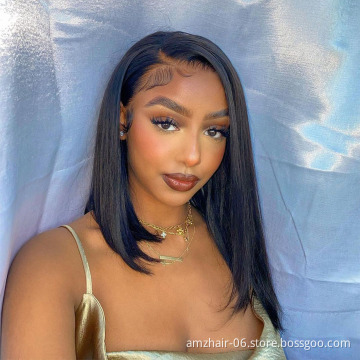 YesWigs Cheap Natural Straight Short Bob Wig Raw Brazilian Virgin Human Hair Full Hd Lace  Frontal Closure Wig For Black Women